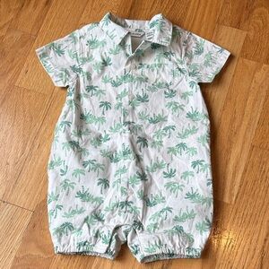 Janie and Jack White Shirt with Mint Green Palm Print